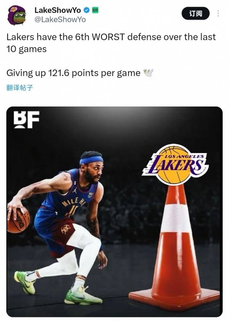 只用10场，詹姆斯把湖人防守从第10带到倒数第6！再不退役晚节难保